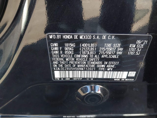 Продажа на аукционе авто 2022 Honda Hr-v 2wd Ex, vin: 3CZRU5H56NM712021, номер лота: 46261455
