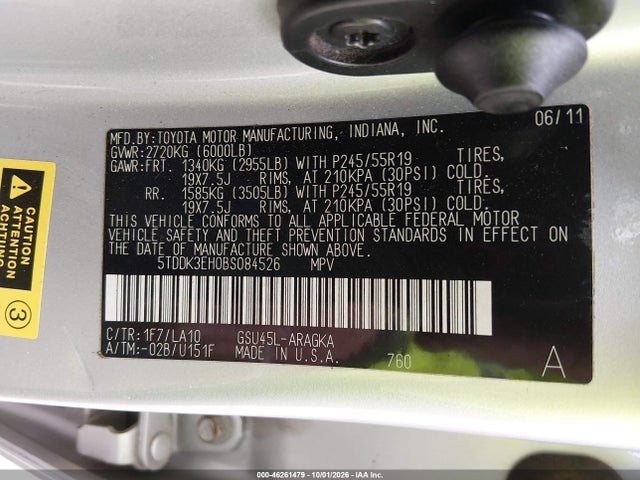 Продажа на аукционе авто 2011 Toyota Highlander Limited V6, vin: 5TDDK3EH0BS084526, номер лота: 46261479