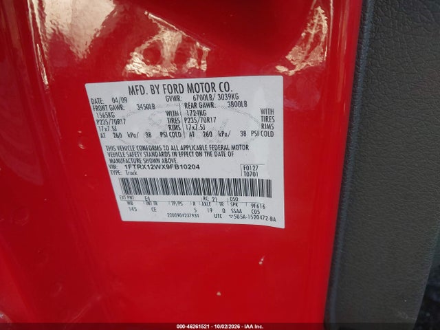 Aukcja sprzedaży 2009 Ford F-150 Stx/xl, vin: 1FTRX12WX9FB10204, numer aukcji: 46261521