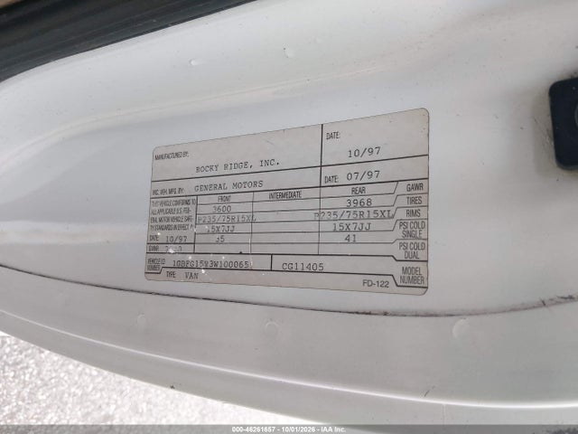 46261657 :رقم المزاد ، 1GBFG15R3W1000651 vin ، 1998 Chevrolet Chevy Yf7 مزاد بيع