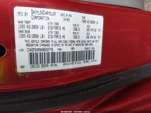 Aukcja sprzedaży 2004 Dodge Grand Caravan Se, vin: 1D4GP24R94B569778, numer aukcji: 46261683