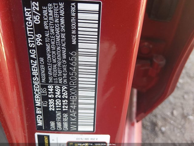 Продажа на аукционе авто 2022 Mercedes-benz C 300 4matic, vin: W1KAF4HBXNR054656, номер лота: 46261716