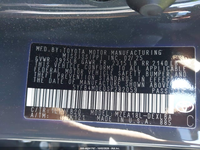 Toyota COROLLA LE 2025 5YFB4MDE0SP282059 Image 9