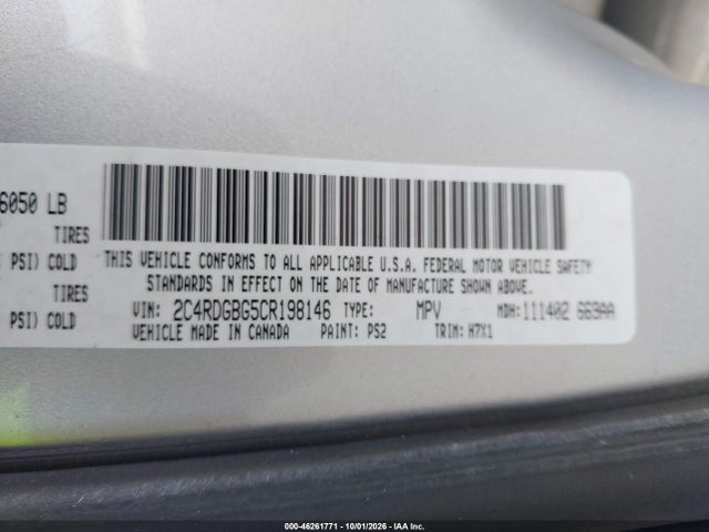 Aukcja sprzedaży 2012 Dodge Grand Caravan Se/avp, vin: 2C4RDGBG5CR198146, numer aukcji: 46261771