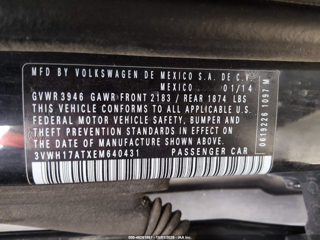 46261867 :رقم المزاد ، 3VWH17ATXEM640431 vin ، 2014 Volkswagen Beetle 1.8t مزاد بيع