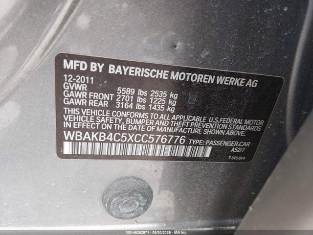 Aukcja sprzedaży 2012 Bmw 740li, vin: WBAKB4C5XCC576776, numer aukcji: 46262071
