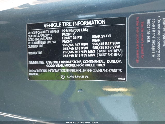 Продажа на аукционе авто 2005 Mercedes-benz Sl 500, vin: WDBSK75F95F099476, номер лота: 46262182