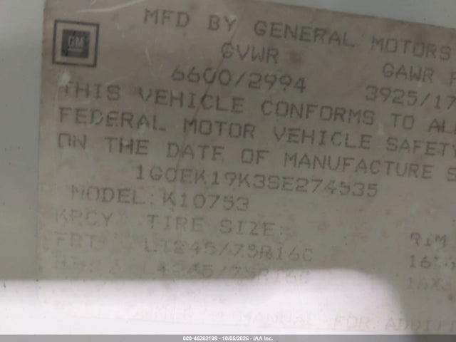 Продажа на аукционе авто 1995 Chevrolet Gmt-400 K1500, vin: 1GCEK19K3SE274535, номер лота: 46262198