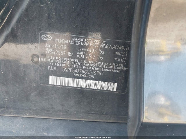 Aukcja sprzedaży 2016 Hyundai Sonata Sport, vin: 5NPE34AF6GH379767, numer aukcji: 46262201