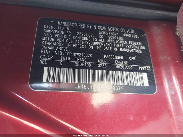 Продажа на аукционе авто 2019 Nissan Rogue Sport Sv, vin: JN1BJ1CP1KW213370, номер лота: 46262289