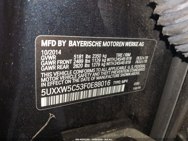 Продаж на аукціоні авто 2015 Bmw X4 Xdrive35i, vin: 5UXXW5C53F0E88016, номер лоту: 46262360
