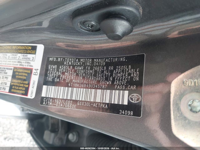 Продаж на аукціоні авто 2009 Toyota Avalon Limited, vin: 4T1BK36B49U345787, номер лоту: 46262394