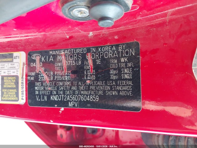2013 Kia Soul მანქანა იყიდება აუქციონზე, vin: KNDJT2A56D7604859, აუქციონის ნომერი: 46262458