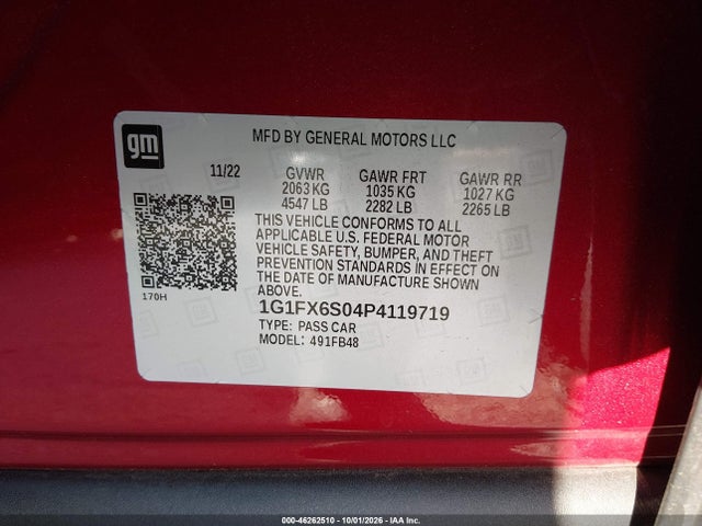 1G1FX6S04P4119719 Chevrolet Bolt Ev Fwd 2lt