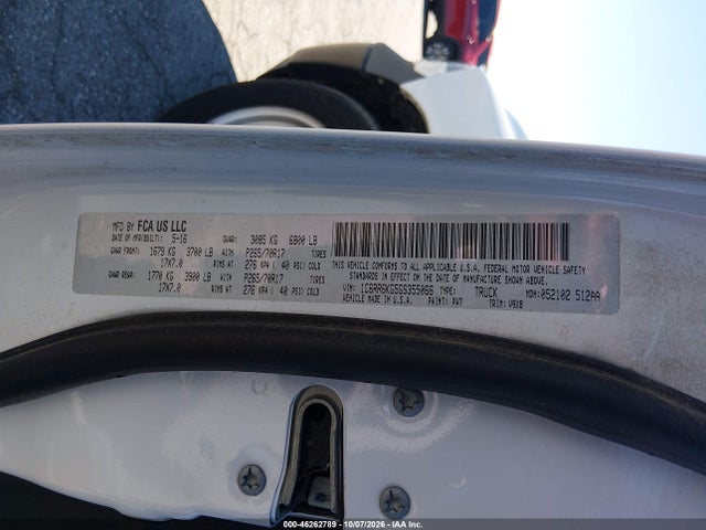 46262789 :رقم المزاد ، 1C6RR6KG5GS355066 vin ، 2016 Ram 1500 Tradesman مزاد بيع