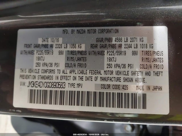 Продажа на аукционе авто 2016 Mazda Cx-5 Grand Touring, vin: JM3KE4DY0G0890583, номер лота: 46262834