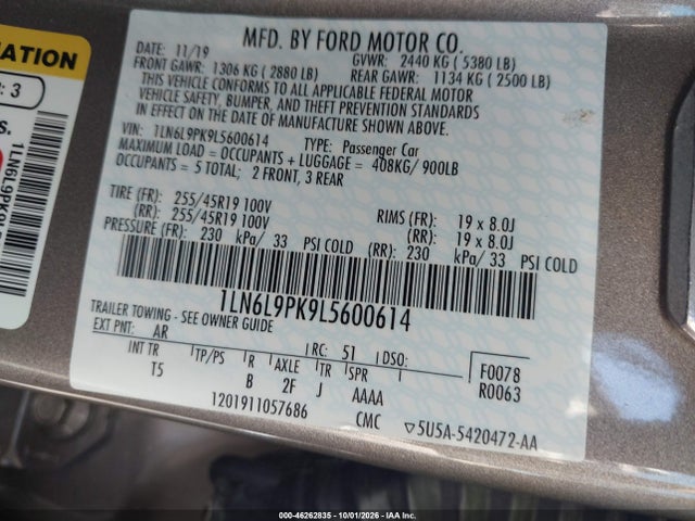 Lincoln Continental Standard 2020 1LN6L9PK9L5600614 Image 9