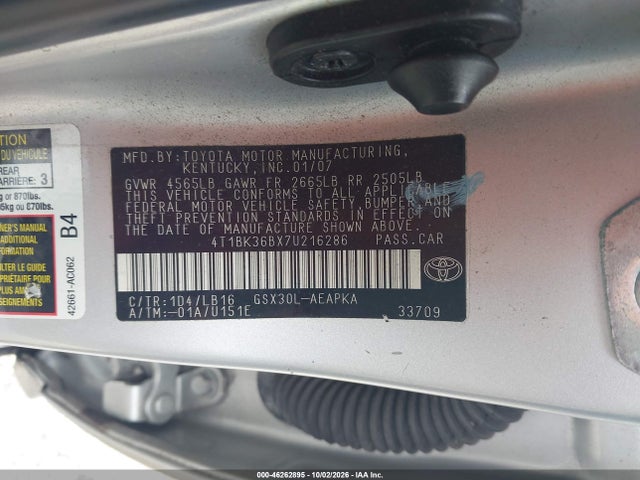 Продаж на аукціоні авто 2007 Toyota Avalon Limited, vin: 4T1BK36BX7U216286, номер лоту: 46262895