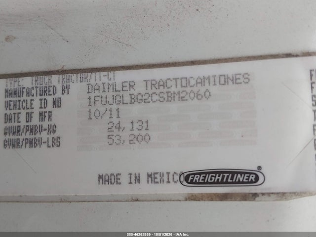 Aukcja sprzedaży 2012 Freightliner Cascadia 125, vin: 1FUJGLBG2CSBM2060, numer aukcji: 46262959