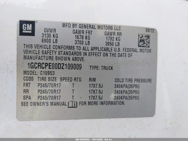 Aukcja sprzedaży 2013 Chevrolet Silverado 1500 Work Truck, vin: 1GCRCPE00DZ109009, numer aukcji: 46263052