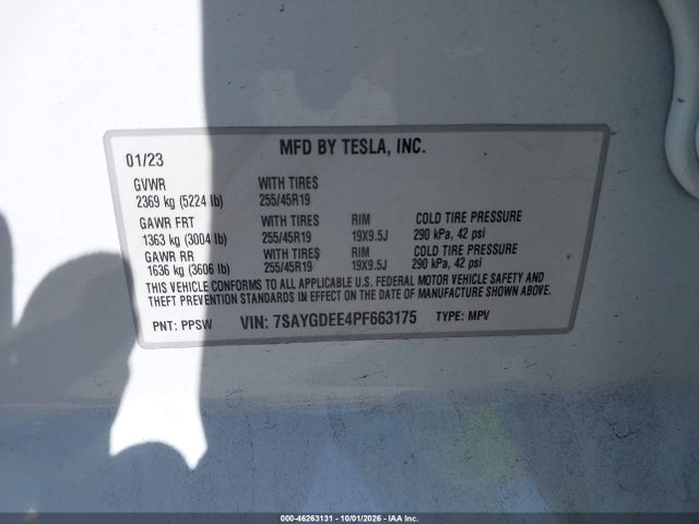 Aukcja sprzedaży 2023 Tesla Model Y Awd/long Range Dual Motor All-wheel Drive, vin: 7SAYGDEE4PF663175, numer aukcji: 46263131