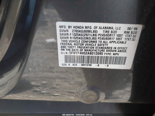 Продаж на аукціоні авто 2010 Honda Pilot Ex-l, vin: 5FNYF4H52AB012095, номер лоту: 46263185