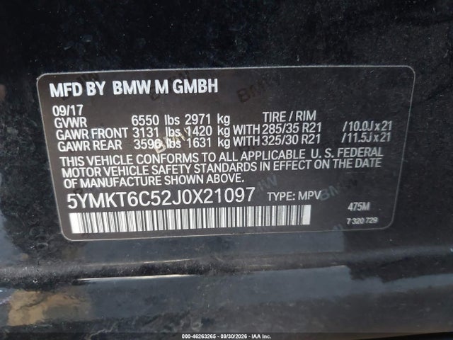 5YMKT6C52J0X21097 BMW X5 M