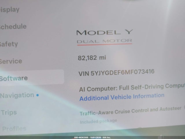 5YJYGDEF6MF073416 Tesla Model Y Performance Dual Motor All-wheel Drive