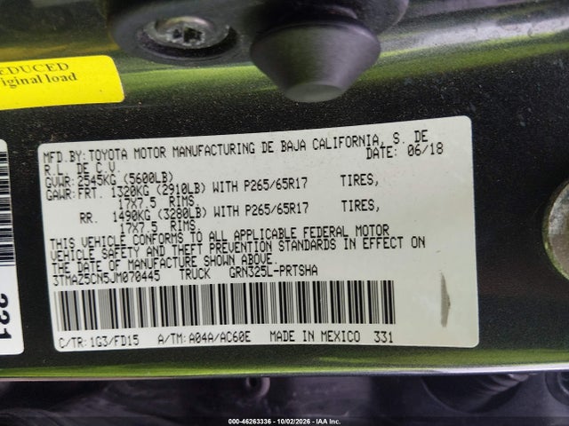 Продаж на аукціоні авто 2018 Toyota Tacoma Trd Sport, vin: 3TMAZ5CN5JM070445, номер лоту: 46263336