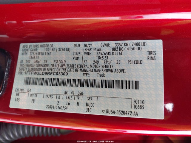 1FTFW3LD9RFC03309 Ford F-150 Xlt