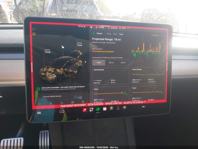 46263380 :رقم المزاد ، 7SAYGDEF7SF310561 vin ، 2025 Tesla Model Y Performance Dual Motor All-wheel Drive مزاد بيع