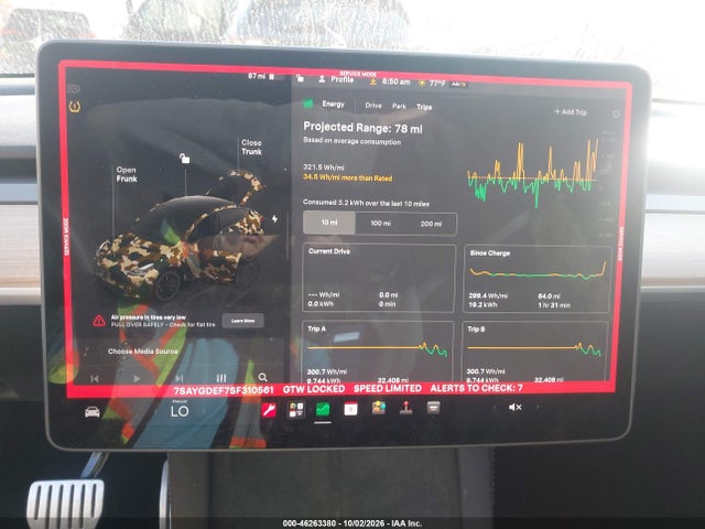 46263380 :رقم المزاد ، 7SAYGDEF7SF310561 vin ، 2025 Tesla Model Y Performance Dual Motor All-wheel Drive مزاد بيع
