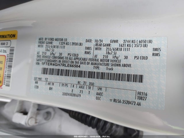 Продажа на аукционе авто 2024 Ford Ranger Xlt, vin: 1FTER4GH7RLE66504, номер лота: 46263401