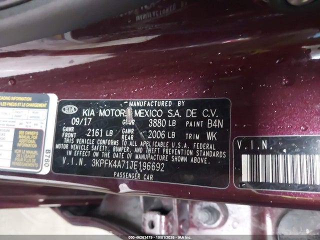 Продаж на аукціоні авто 2018 Kia Forte Lx, vin: 3KPFK4A71JE196692, номер лоту: 46263479