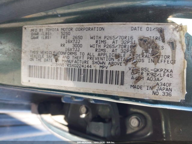 Aukcja sprzedaży 1999 Toyota 4runner Limited V6, vin: JT3HN87R5X0224144, numer aukcji: 46263486