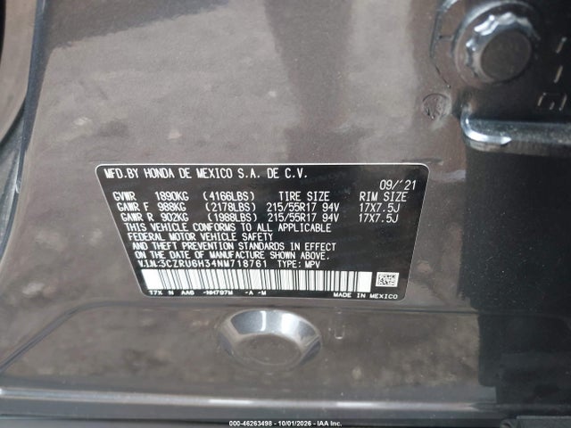 3CZRU6H34NM718761 Honda Hr-v Awd Lx