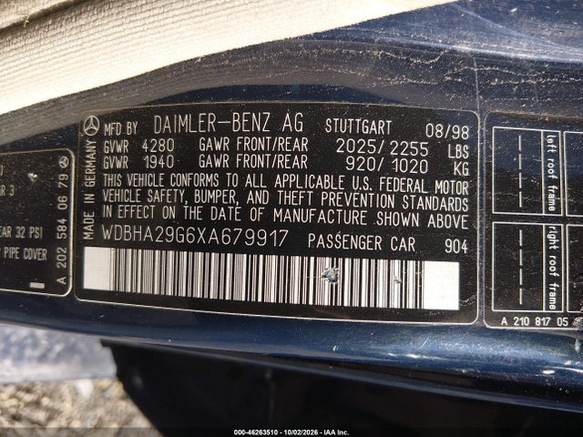 Продажа на аукционе авто 1999 Mercedes-benz C 280, vin: WDBHA29G6XA679917, номер лота: 46263510