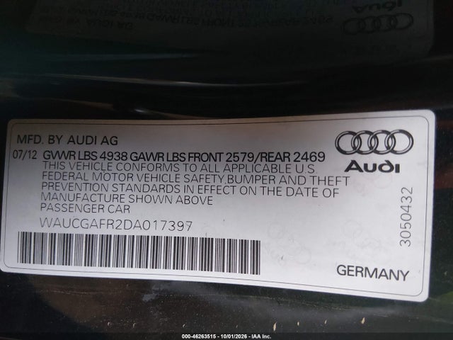 Продаж на аукціоні авто 2013 Audi S5 3.0t Premium Plus, vin: WAUCGAFR2DA017397, номер лоту: 46263515
