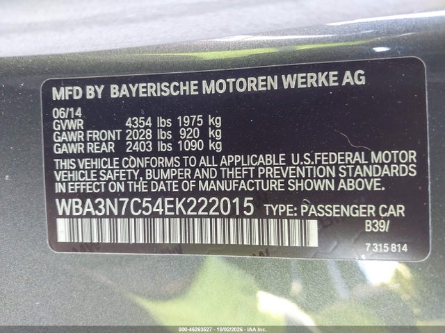 2014 Bmw 428i მანქანა იყიდება აუქციონზე, vin: WBA3N7C54EK222015, აუქციონის ნომერი: 46263527