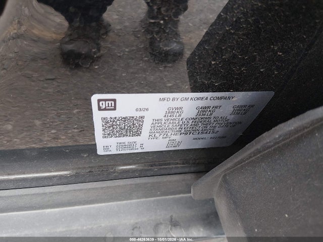 2026 Chevrolet Trax Fwd Lt მანქანა იყიდება აუქციონზე, vin: KL77LHEP9TC154152, აუქციონის ნომერი: 46263639
