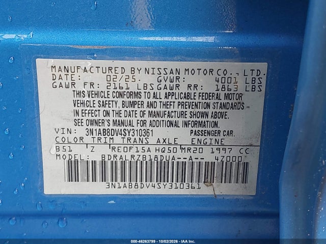 Продаж на аукціоні авто 2025 Nissan Sentra Sr, vin: 3N1AB8DV4SY310361, номер лоту: 46263799