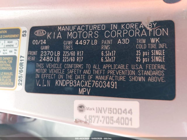 Продаж на аукціоні авто 2014 Kia Sportage Lx, vin: KNDPB3ACXE7603491, номер лоту: 46263808