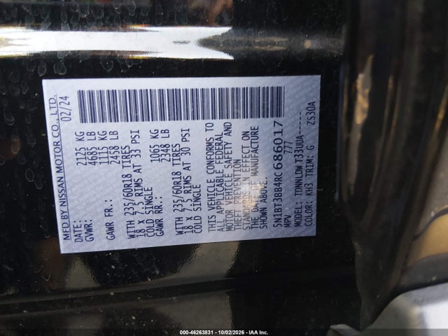 2024 Nissan Rogue Sv Intelligent Awd მანქანა იყიდება აუქციონზე, vin: 5N1BT3BB4RC686017, აუქციონის ნომერი: 46263831