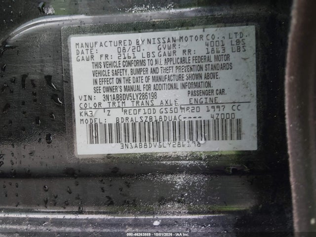 46263889 :رقم المزاد ، 3N1AB8DV5LY286198 vin ، 2020 Nissan Sentra Sr Xtronic Cvt مزاد بيع