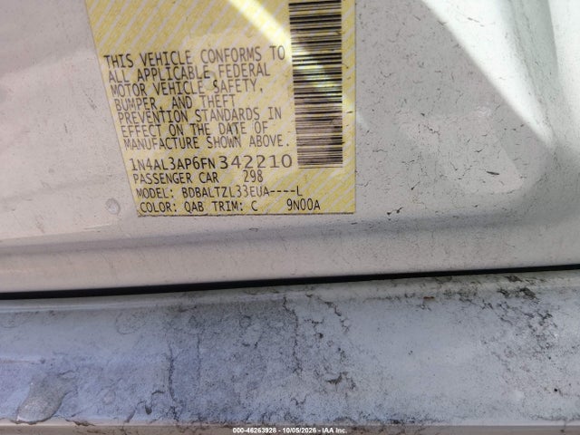 Aukcja sprzedaży 2015 Nissan Altima 2.5 Sl, vin: 1N4AL3AP6FN342210, numer aukcji: 46263928