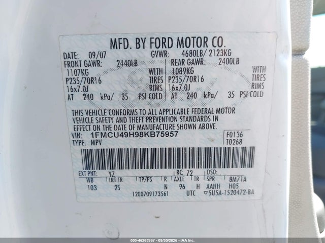 Продаж на аукціоні авто 2008 Ford Escape Hybrid, vin: 1FMCU49H98KB75957, номер лоту: 46263997