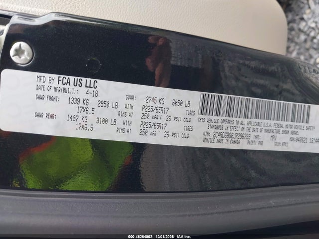 Продаж на аукціоні авто 2018 Dodge Grand Caravan Se, vin: 2C4RDGBG6JR296759, номер лоту: 46264002