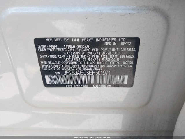 Aukcja sprzedaży 2014 Subaru Forester 2.5i Premium, vin: JF2SJAEC8EH501971, numer aukcji: 46264091