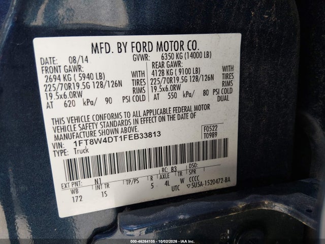 Продажа на аукционе авто 2015 Ford F-450 Xl, vin: 1FT8W4DT1FEB33813, номер лота: 46264105