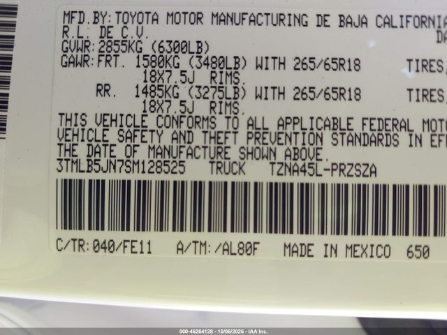46264128 :رقم المزاد ، 3TMLB5JN7SM128525 vin ، 2025 Toyota Tacoma Trd Sport مزاد بيع